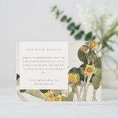 Chic Rustic Yellow Daffodil Floral Wedding Details Informatiekaartje (Staand voorkant)