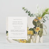 Chic Rustic Yellow Daffodil Floral Wedding Invite Bedankkaart (Staand voorkant)