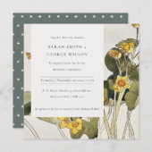 Chic Rustic Yellow Daffodil Floral Wedding Invite Bedankkaart (Voorkant / Achterkant)