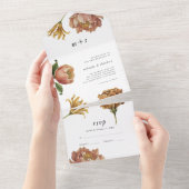 Chic rustieke bloemen bruiloft all in one uitnodiging (Afscheurbaar)