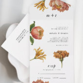 Chic rustieke bloemen bruiloft all in one uitnodiging