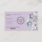 Chic rustieke bloemen paarse logo orde dank u visitekaartje (Achterkant)