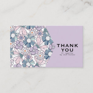 Chic rustieke bloemen paarse logo orde dank u visitekaartje