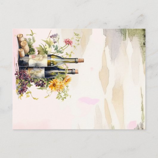 Chic rustieke wijnmakerij Grapevine-geïnspireerde  Aankondigingskaart (Achterkant)