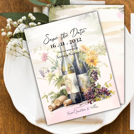 Chic rustieke wijnmakerij Grapevine-geïnspireerde Aankondigingskaart