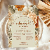 Chic Rusty Beige Olive Floral Rehearsal Invitation Kaart