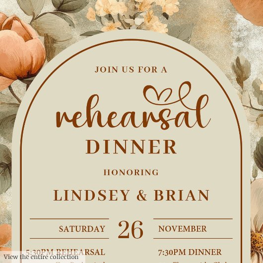Chic Rusty Beige Olive Floral Rehearsal Invitation Kaart