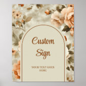 Chic Rusty Beige Sage Green Floral Personalized Poster (Voorkant)