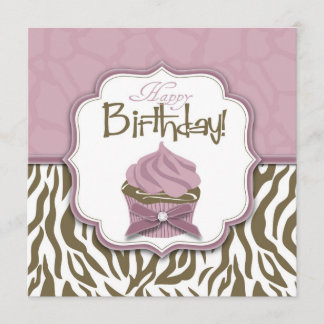 Chic Safari & Cupcake Birthday Kaart