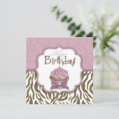 Chic Safari & Cupcake Birthday Kaart (Staand voorkant)