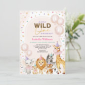 Chic Safari Party Animals Balloon Baby shower Kaart (Staand voorkant)