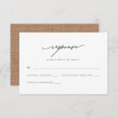 Chic Sage and Burlap Wedding Rsvp Response (Voorkant / Achterkant)