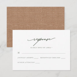 Chic Sage and Burlap Wedding Rsvp Response Kaartje