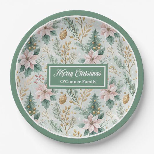 Chic Sage and Gold Paper Plates Luxury Holiday  Papieren Bordje (Voorkant)