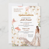 Chic Sage & Blush Bloemen Quinceañera Uitnodiging (Voorkant)