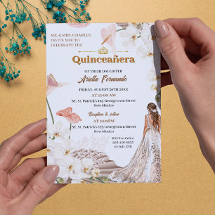 Chic Sage & Blush Bloemen Quinceañera Uitnodiging