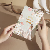 Chic Sage & Blush Bloemen Quinceañera Uitnodiging