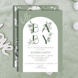 Chic Sage Botanische Hello Baby Boog Shower Kaart