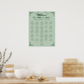 Chic Sage Eucalyptus Green Wedding Seating Chart Poster (Keuken)