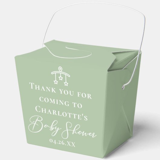 Chic Sage Green Baby Shower Customized Fortune Bedankdoosjes (Voorkant)