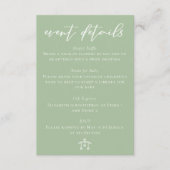 Chic Sage Green Baby Shower Event Details Informatiekaartje (Voorkant)