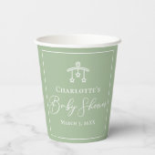 Chic Sage Green Baby shower gepersonaliseerd Papieren Bekers (Achterkant)