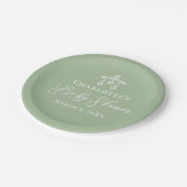Chic Sage Green Baby shower gepersonaliseerd Papieren Bordje (Gekanteld)