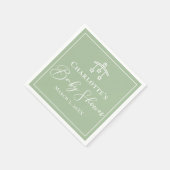 Chic Sage Green Baby shower gepersonaliseerd Servet (Hoek)