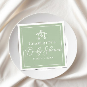 Chic Sage Green Baby shower gepersonaliseerd Servet