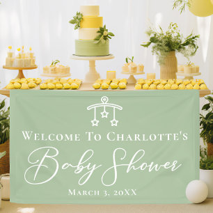 Chic Sage Green Baby shower Gepersonaliseerde Part Spandoek