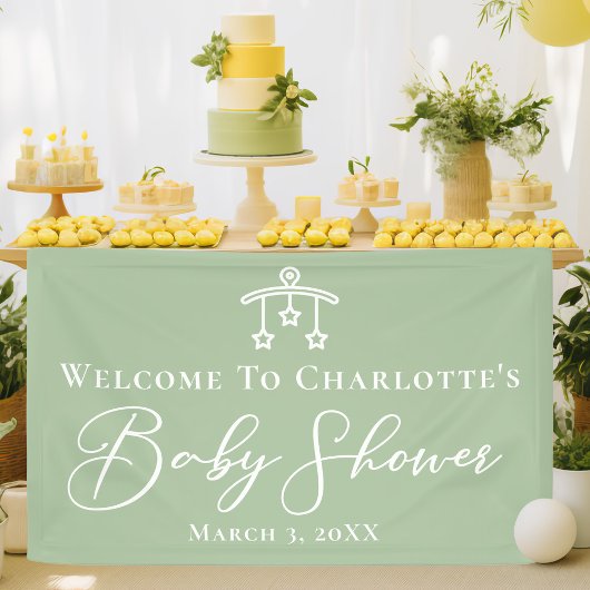 Chic Sage Green Baby shower Gepersonaliseerde Part Spandoek