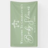 Chic Sage Green Baby shower Gepersonaliseerde Part Spandoek (Verticaal)