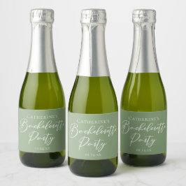 Chic Sage Green Bachelorette Party Custom Mini Sparkling Wijnetiket