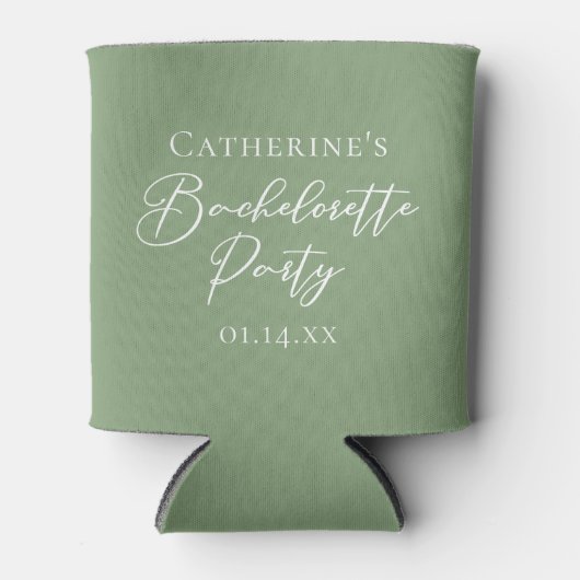 Chic Sage Green Bachelorette Party Personalized Blikjeskoeler (Voorkant)