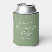 Chic Sage Green Bachelorette Party Personalized Blikjeskoeler (Blikje Achterkant)