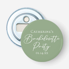 Chic Sage Green Bachelorette Party Personalized Button Flesopener