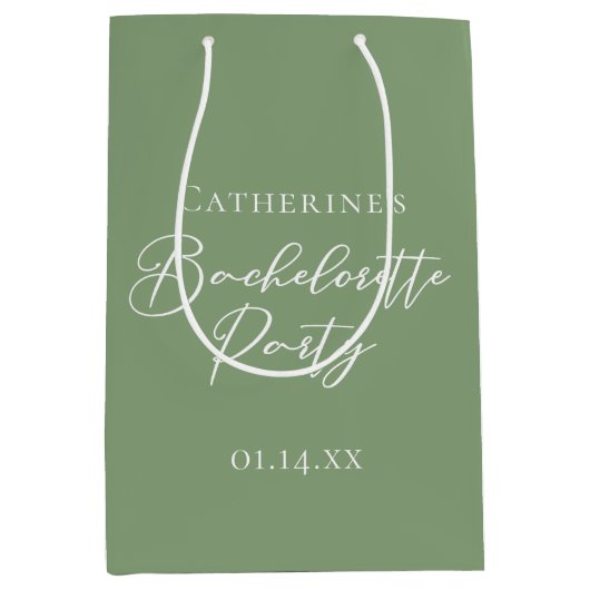 Chic Sage Green Bachelorette Party Personalized Medium Cadeauzakje (Voorkant)