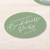 Chic Sage Green Bachelorette Party Personalized Ronde Kartonnen Onderzetter (Gebogen)