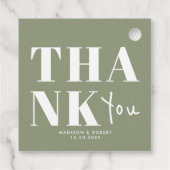 Chic Sage Green Bold Dank u huwelijksfeest Bedankjes Labels (Achterkant)