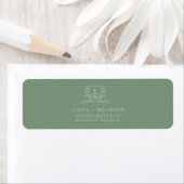 Chic Sage Green botanical crest monogram wedding Etiket (Insitu)