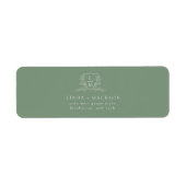 Chic Sage Green botanical crest monogram wedding  Etiket (Voorkant)