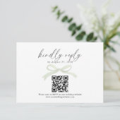 Chic Sage Green Bow Ribbon QR Code Wedding Rsvp (Staand voorkant)