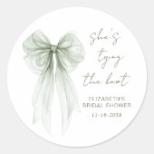 Chic Sage Green Bow Watercolor Bridal Shower Ronde Sticker (Voorkant)