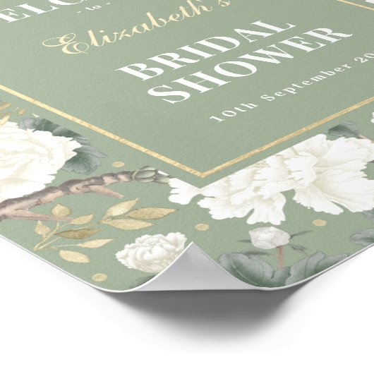 Chic Sage Green Chinoiserie Vrijgezellenfeest Welk Poster (Hoek)