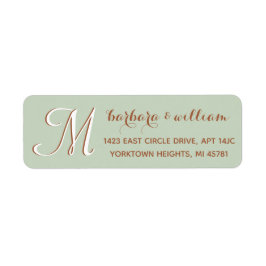 Chic Sage Green Custom Two Color Monogram Label