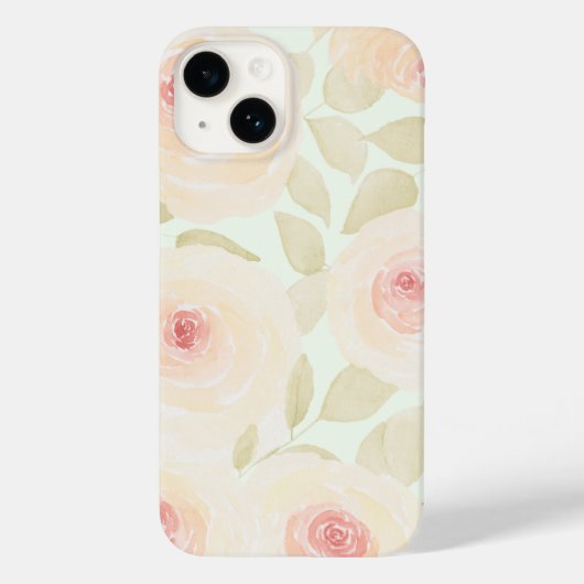 Chic Sage Green en Pink Rose Waterverf Case-Mate iPhone Case (Achterkant)
