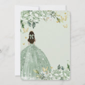 Chic Sage Green Floral Butterflies Quinceañera Kaart (Achterkant)