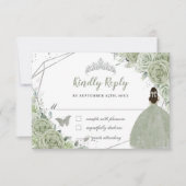 Chic Sage Green Floral RSVP Kaartje (Voorkant)