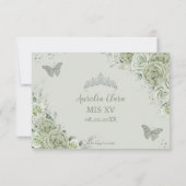 Chic Sage Green Floral RSVP Kaartje (Achterkant)