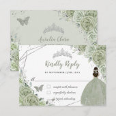 Chic Sage Green Floral RSVP Kaartje (Voorkant / Achterkant)